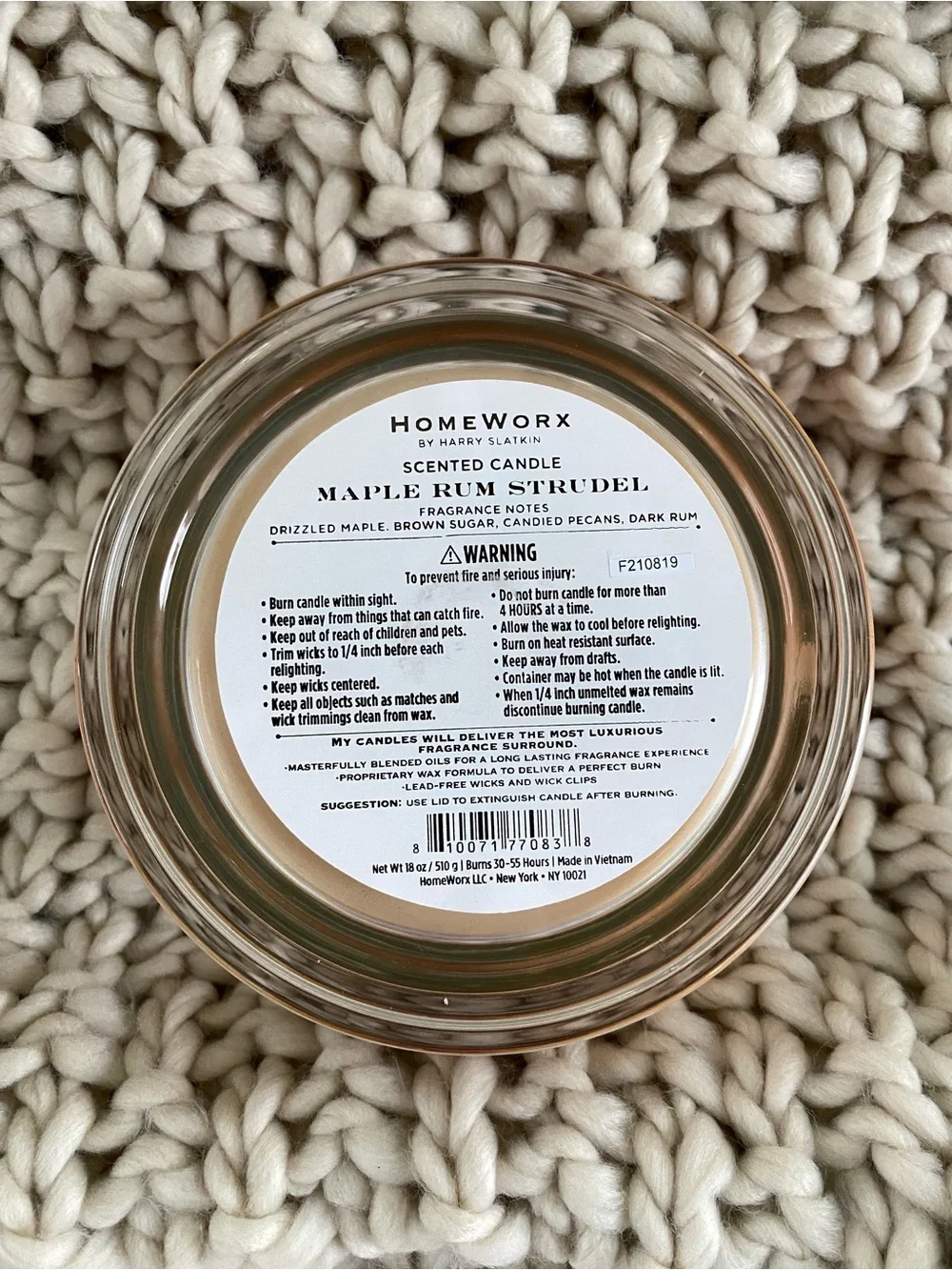 HomeWorx Maple Rum Strudel Scented Candle - Cream & Gold